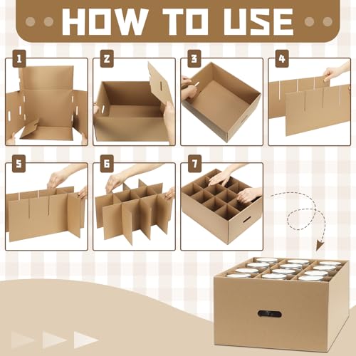 Menkxi 6 Pieces Mason Jar Storage Boxes 32 oz Canning Boxes with Handles and Dividers Stackable Mason Jar Storage Containers Canning Organizer for Stacking (Natural Color) - Image 3
