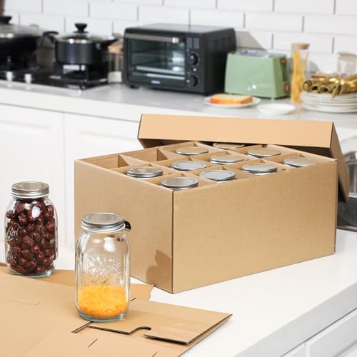 Menkxi 6 Pieces Mason Jar Storage Boxes 32 oz Canning Boxes with Handles and Dividers Stackable Mason Jar Storage Containers Canning Organizer for Stacking (Natural Color) - Image 4