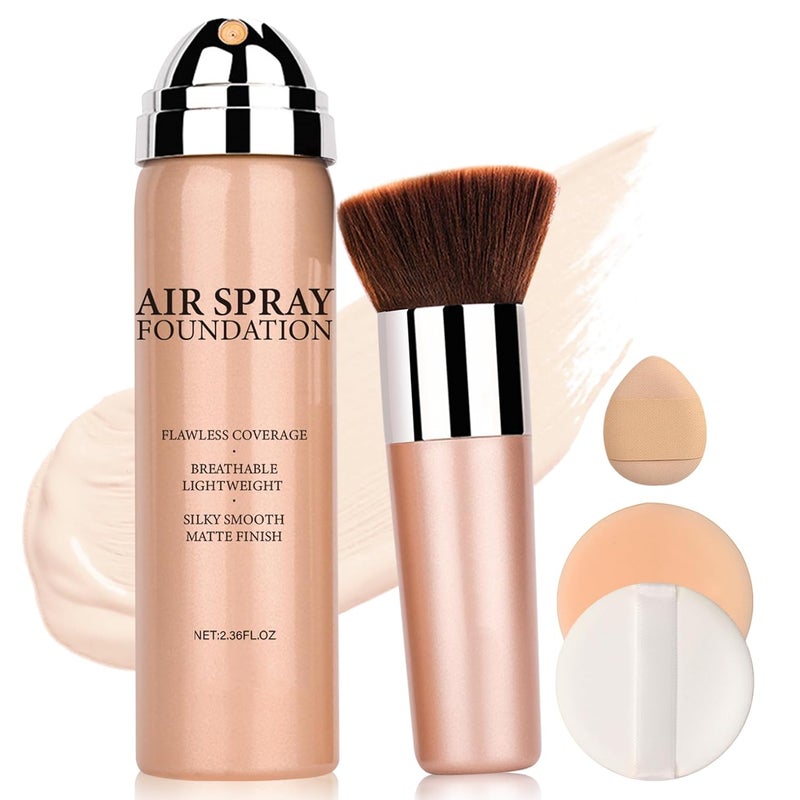 QIUFSSE Airbrush Foundation Makeup Spray Full Coverage Foundation for Mature SkinLonglasting Airbrush Flawless Setting SprayWaterproof Foundation for Smooth Radiant Skin 04 Porcelain Color