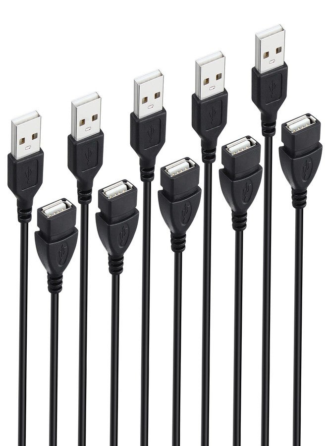 Smays 5-Pack USB Extension Cord Bulk, Male to Female, 5 ft USB-A 2.0 Extender Cable - Image 1