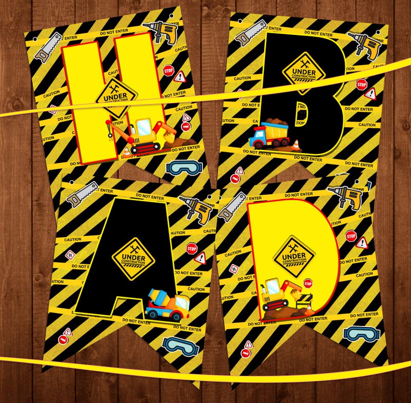 Klassik Construction Theme Happy Birthday Banner for Party|DECORate The Party with Style - Image 1