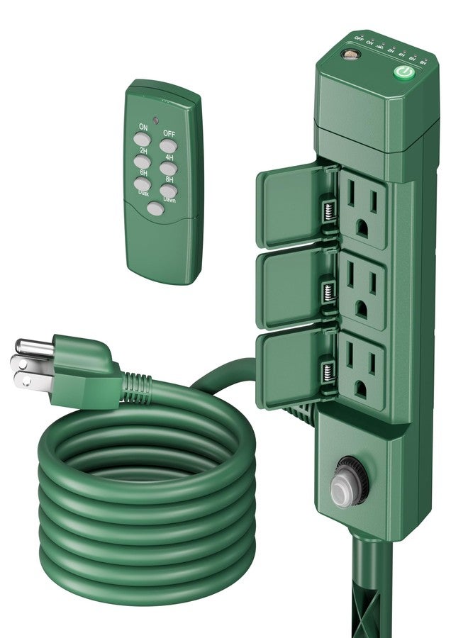 BN-LINK Outdoor Power Stake Timer, 100FT Wireless Remote Control, Dusk to Dawn Sensor for Outdoor Lights, 6 Grounded Outlets, 6ft Extension Cord, 1875W/15A,Christmas Decorations, ETL Listed - Image 1