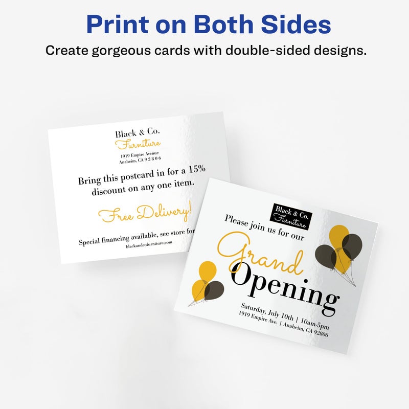 Avery Printable Postcards, 4.25" x 5.5", Glossy White, 100 Blank Postcards for Inkjet and Laser Printers (8383) - Image 4