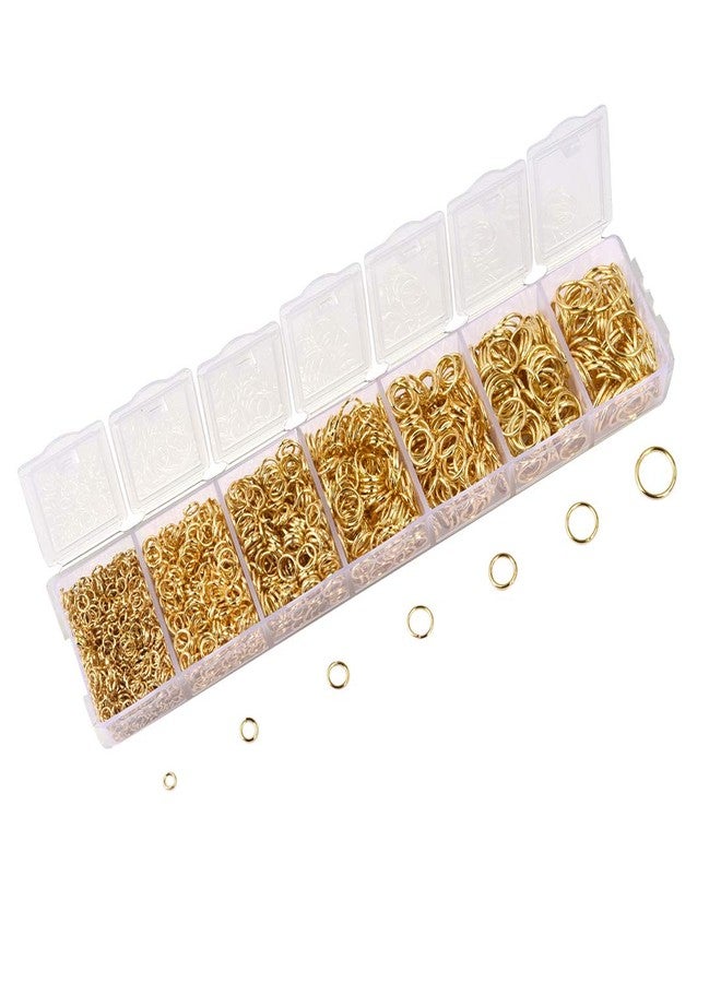 LANBEIDE 2296Pcs Jump Rings Gold Plated Jewelry Connectors Chain Links 3mm 4mm 5mm 6mm 7mm 8mm 10mm Box Set Open Jump Rings Gold for Necklace Repair - Image 1