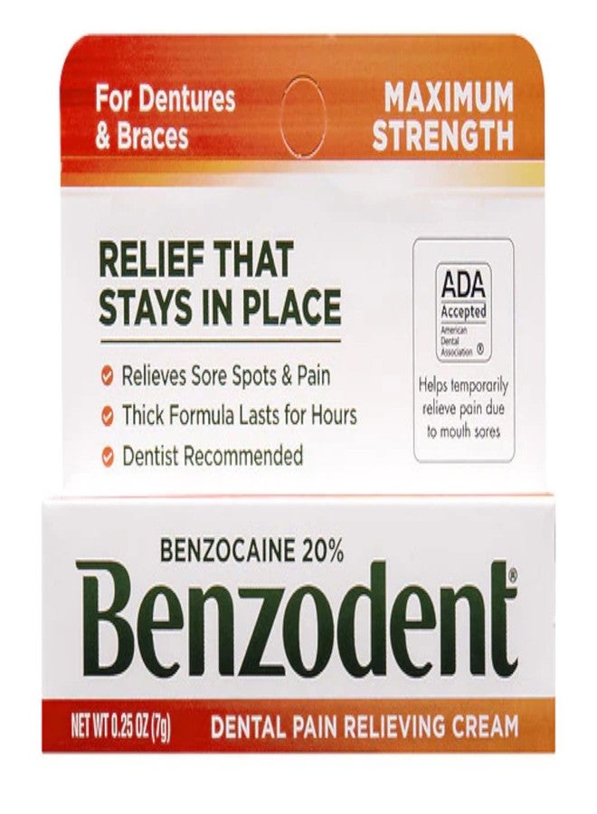 Benzodent كريم بنزودنت لتخفيف آلام الأسنان للأطقم والتقويمات، أنبوب 0.25 أونصة (عبوة من 3) - Image 2