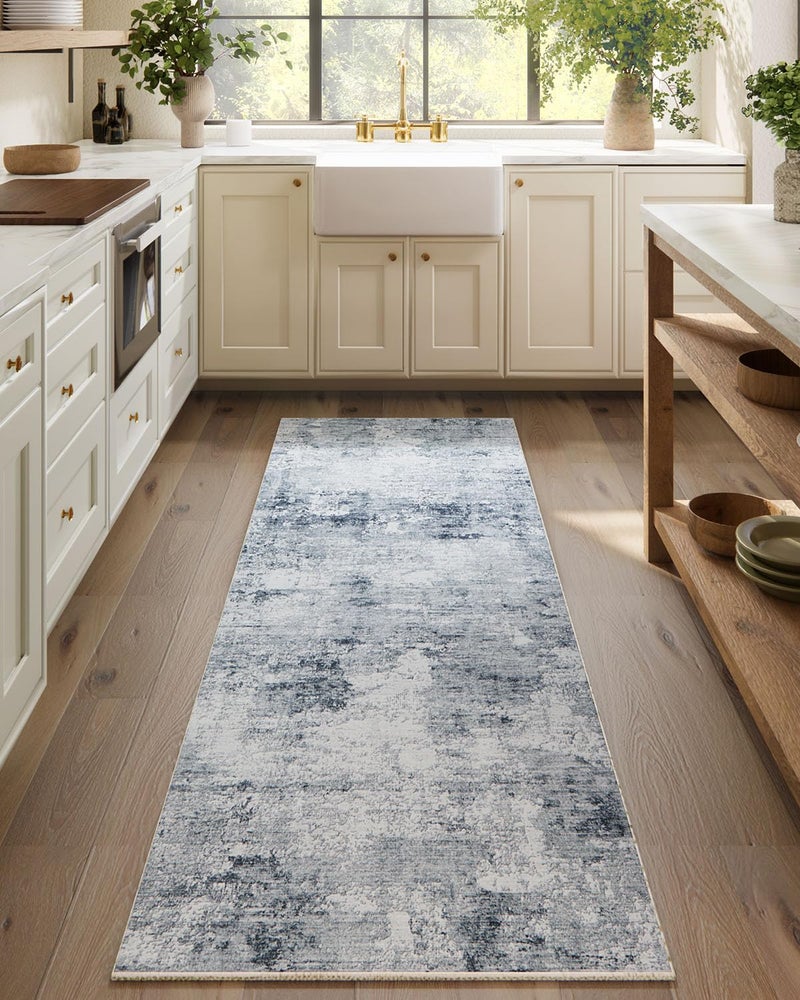 palohom Machine Washable Kitchen Runner Rug: 2'6"x8' Rug Runners for Hallways Non Slip Low Pile Soft Faux Wool Floor Rug Non Shedding Carpet Runners for Hallways Entryway Bedroom Living Room Farmhouse Indoor - Image 1