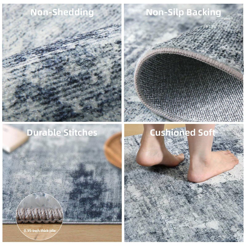 palohom Machine Washable Kitchen Runner Rug: 2'6"x8' Rug Runners for Hallways Non Slip Low Pile Soft Faux Wool Floor Rug Non Shedding Carpet Runners for Hallways Entryway Bedroom Living Room Farmhouse Indoor - Image 3