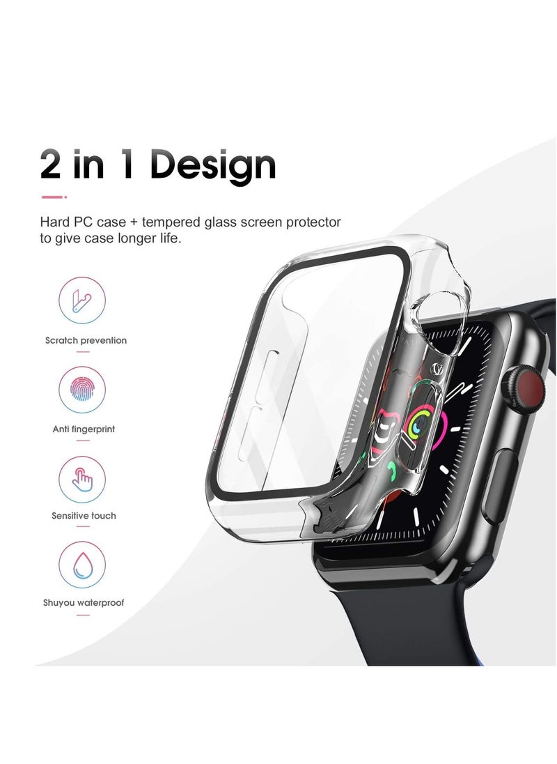 TYCOM - Tycom Case Compatible with Apple Watch Series 6/SE/Series 5/Series 4 with Built in Tempered Glass Screen Protector- All Around Hard PC Case Overall Protective Cover (Clear) (44mm) - Image 1