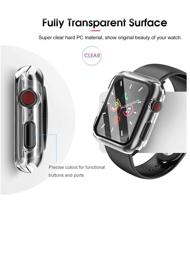 TYCOM - Tycom Case Compatible with Apple Watch Series 6/SE/Series 5/Series 4 with Built in Tempered Glass Screen Protector- All Around Hard PC Case Overall Protective Cover (Clear) (44mm) - Image 1