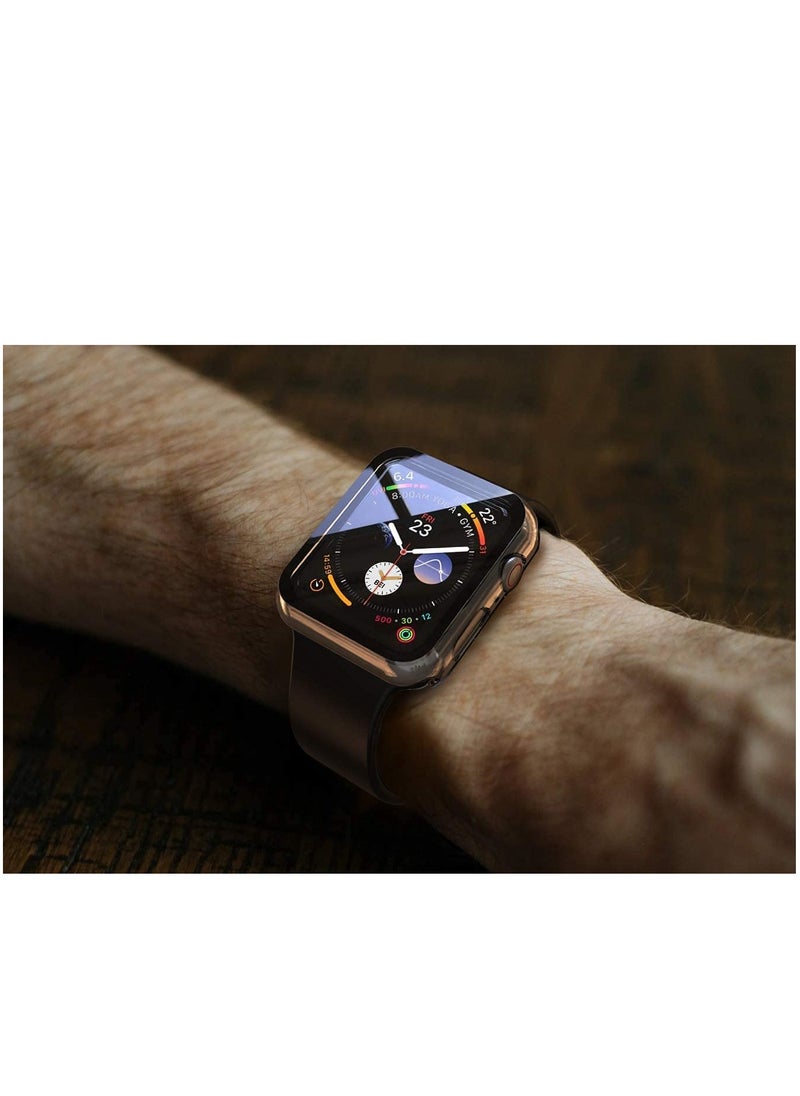 TYCOM - Tycom Case Compatible with Apple Watch Series 6/SE/Series 5/Series 4 with Built in Tempered Glass Screen Protector- All Around Hard PC Case Overall Protective Cover (Clear) (44mm) - Image 1