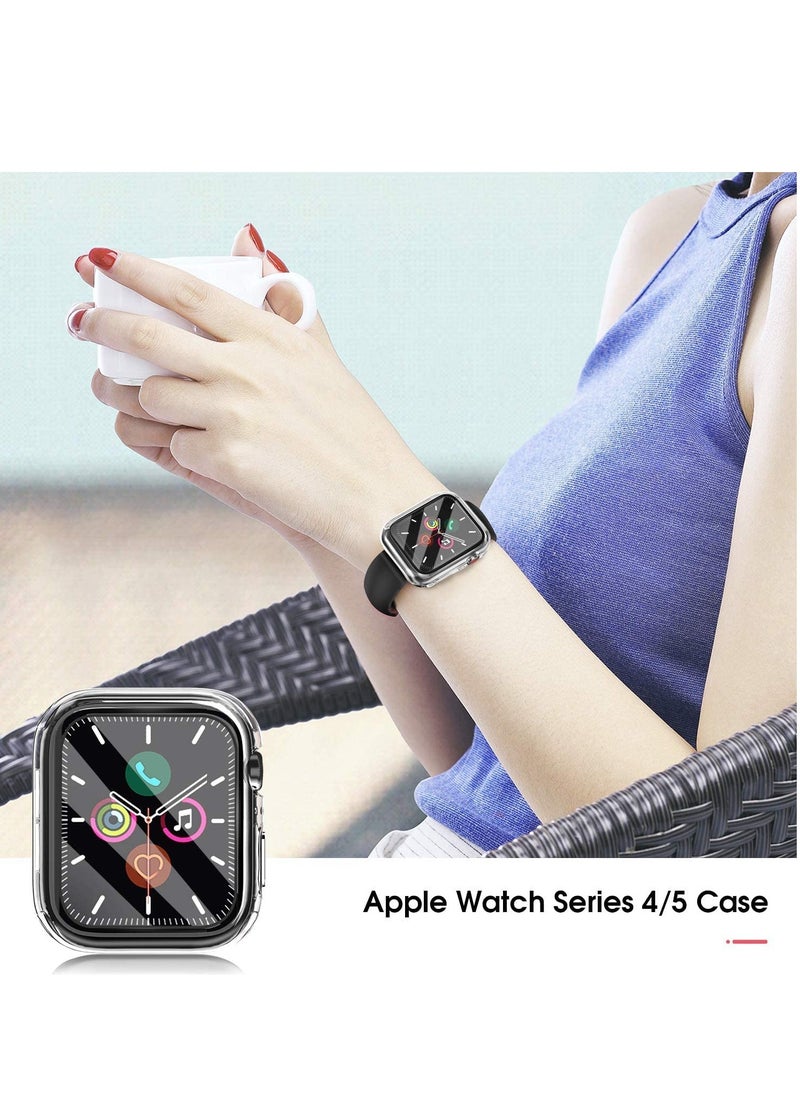 TYCOM - Tycom Case Compatible with Apple Watch Series 6/SE/Series 5/Series 4 with Built in Tempered Glass Screen Protector- All Around Hard PC Case Overall Protective Cover (Clear) (44mm) - Image 1