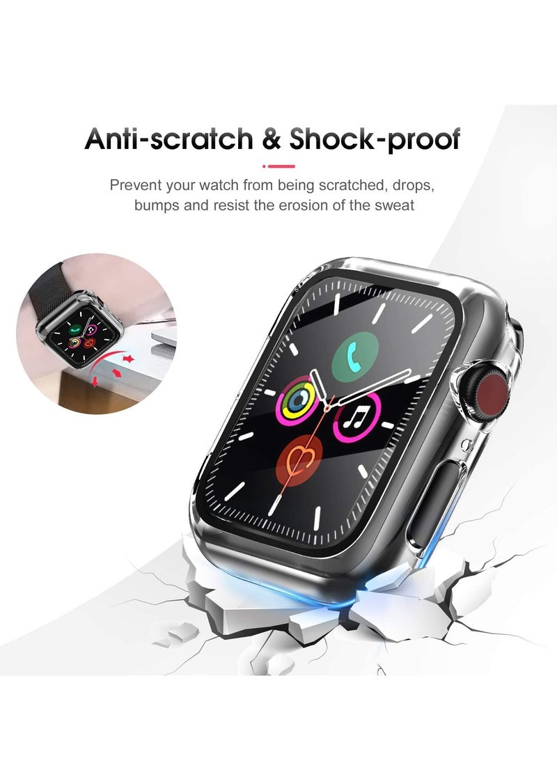TYCOM - Tycom Case Compatible with Apple Watch Series 6/SE/Series 5/Series 4 with Built in Tempered Glass Screen Protector- All Around Hard PC Case Overall Protective Cover (Clear) (44mm) - Image 1