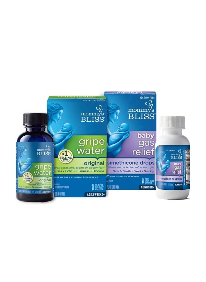 Mommy's Bliss - Gripe Water & Baby Gas Relief Drops Combo Pack, Relieves Gas, Colic, Hiccups & Fussiness, Gentle for Babies, Total 3 oz - Image 1