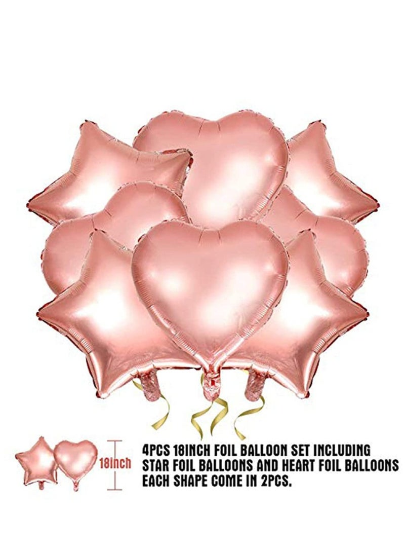 SYOSI Birthday Balloon Set Rose Gold Birthday Party Decorations Kit Birthday Party Supplies with Banners, Confetti Balloons, Heart Foil Balloons,Star Balloons great for Men Women Birthday Party - Image 3