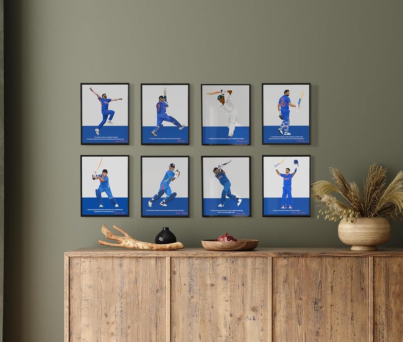 QUOTE - UNQUOTE ART QUOTE UNQUOTE ART Sachin Tendulkar Framed Art Illustration Original Cricket Poster Minimalist Modern Art 13x17 inches Black Frame - Image 4
