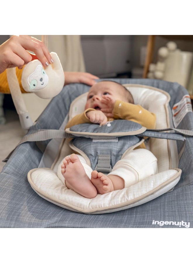 ingenuity Happy Belly Rock-To-Bounce Massage, Bouncer And Rocker Seat With 5-Point Harness, 0 - 6 Months, Parker - Image 3