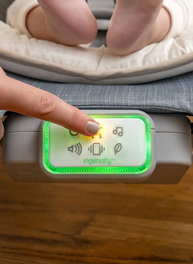 ingenuity Happy Belly Rock-To-Bounce Massage, Bouncer And Rocker Seat With 5-Point Harness, 0 - 6 Months, Parker - Image 4