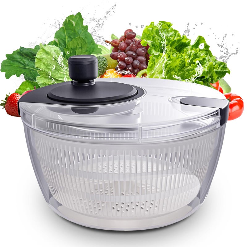 iETH Salad Spinner Large, Fruit Washing Bowl with Strainer, Quick and Easy Use Lettuce Spinner, Fruits and Vegetables Washer, Lettuce Salad Dryer, Kitchen Essentials (4L/4.23Qt) - Image 1