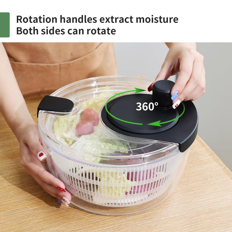 iETH Salad Spinner Large, Fruit Washing Bowl with Strainer, Quick and Easy Use Lettuce Spinner, Fruits and Vegetables Washer, Lettuce Salad Dryer, Kitchen Essentials (4L/4.23Qt) - Image 4