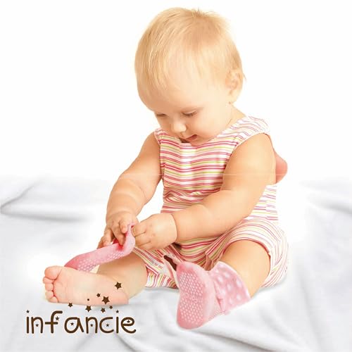 infancie جوارب أطفال 12 زوج - غير قابلة للانزلاق للأطفال الرضع والمشاة من 0-6 أشهر، للأولاد والبنات، آمنة للمشي - Image 5