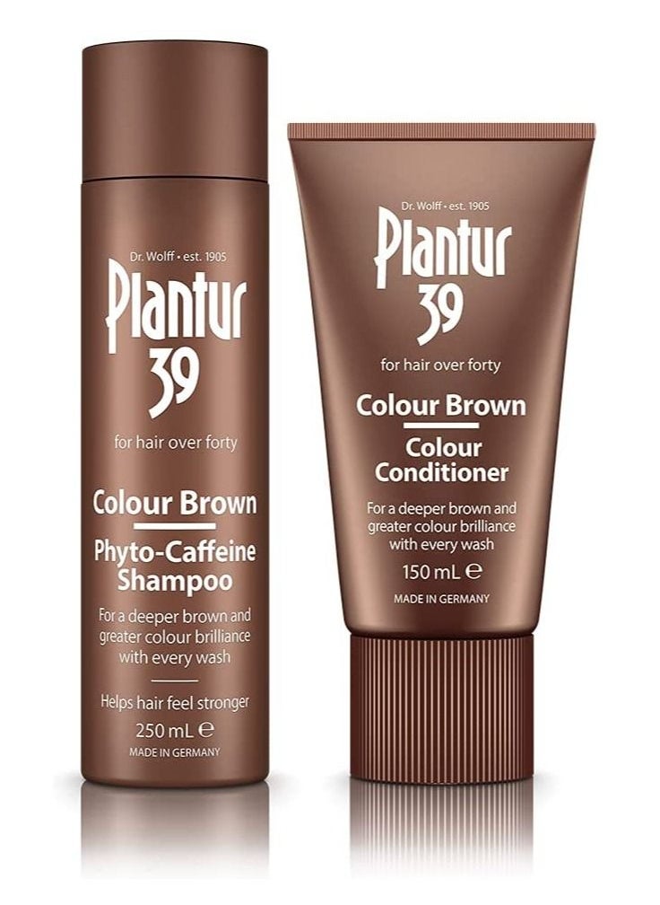 Plantur 39 - Phyto-Caffeine 250ml Shampoo and 150ml Color Conditioner Set for Women Designed for Brown Hair Conceal Hairline Prevents and Reduces Hair Loss Made in Germany - Image 1