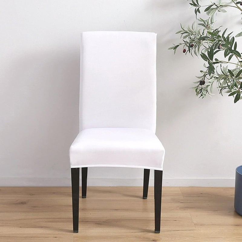 Stretch Chair Slipcovers, Shredded Milk Soft Stretch Chair Covers, Removable and Washable Chair Cover, Suitable for Restaurant, Wedding, Hotel Banquet, (White) 4pcs - Image 1