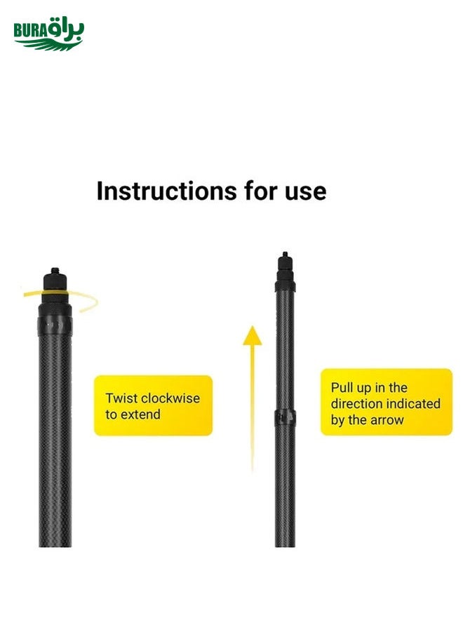 BURAQ - 5m Carbon Fiber Extended Monopod Invisible Selfie Stick For Insta360  / DJI Action / GoPro / Xiao Yi Sports Camera - Image 1