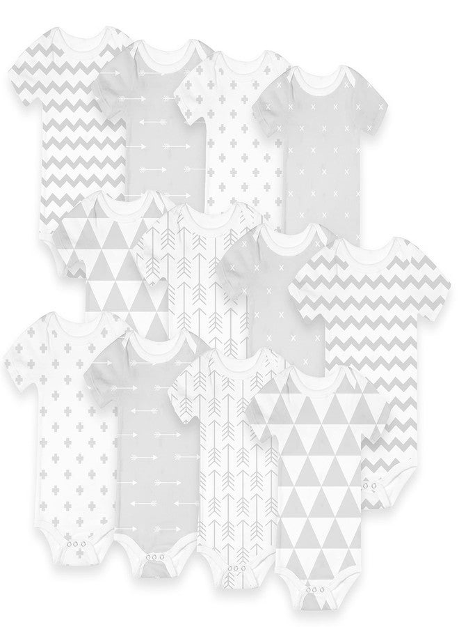 BaeBae Goods Grey/White Triangles Short Sleeve Onesies Set (3-6 Months) - Image 1