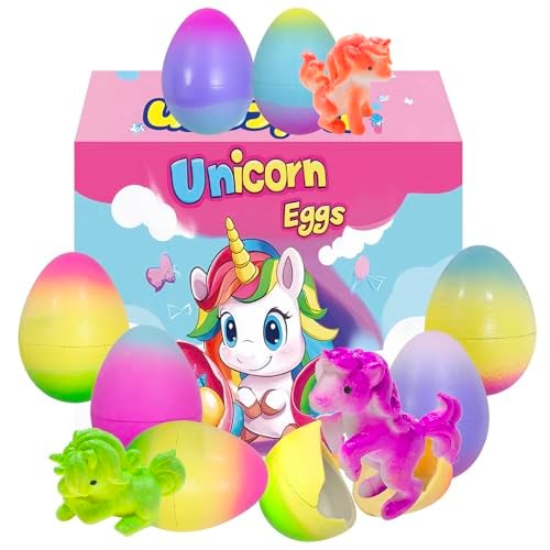 Cherislpy 6 Pack Unicorn Hatching Surprise Eggs Grows 600 Easter Birthday Gifts for Kids Boys Girls Easter Basket Stuffers Eggs Fillers Party Favors - Image 1