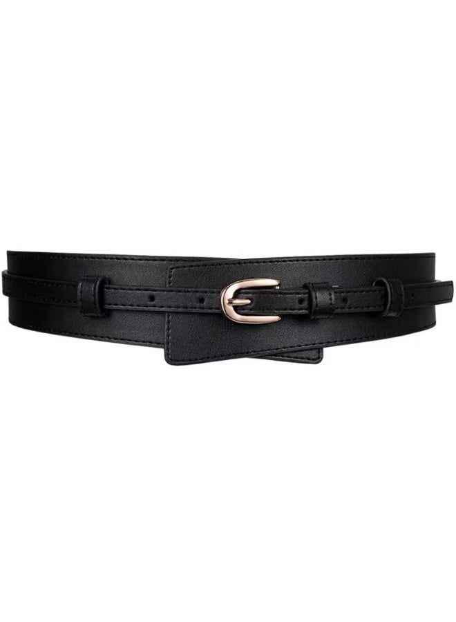 xozgdovg Fashion Belt for Women Dress Coat Sweater Black - Image 1