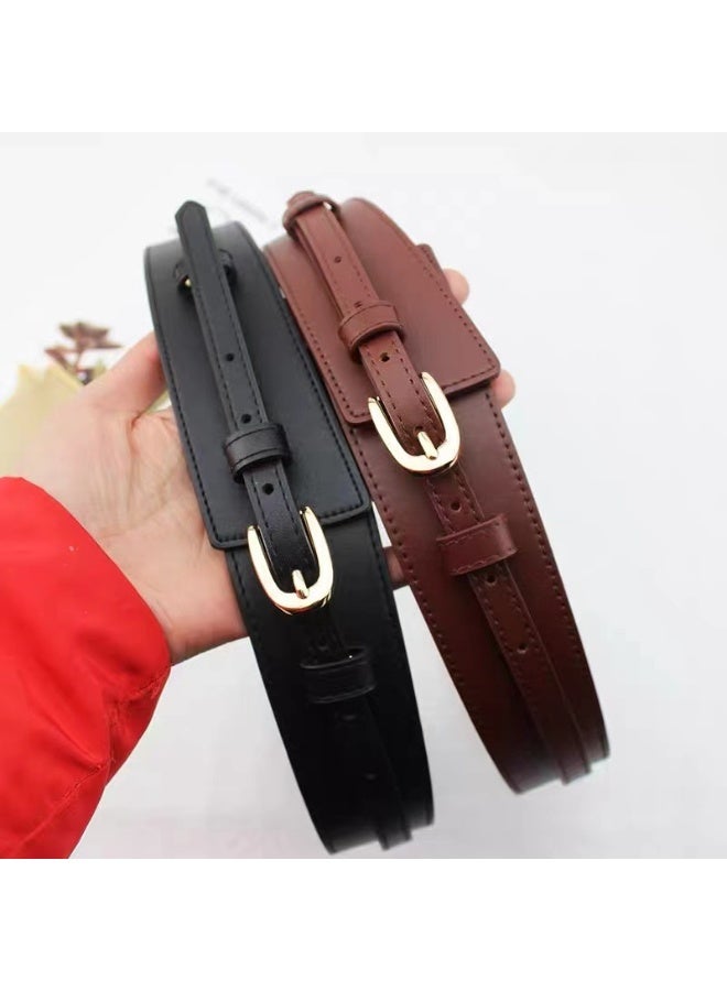 xozgdovg Fashion Belt for Women Dress Coat Sweater Black - Image 3