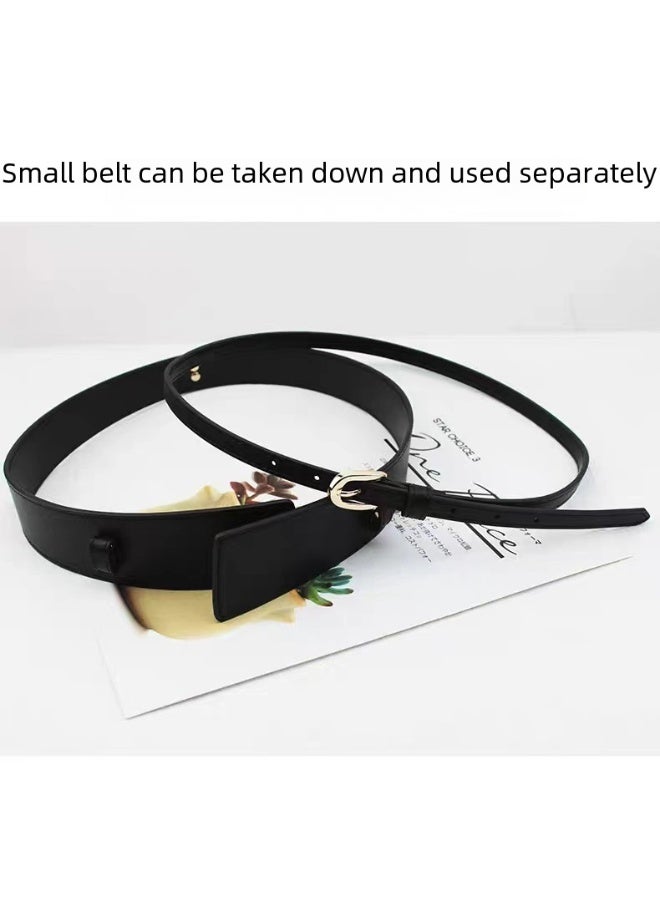 xozgdovg Fashion Belt for Women Dress Coat Sweater Black - Image 4