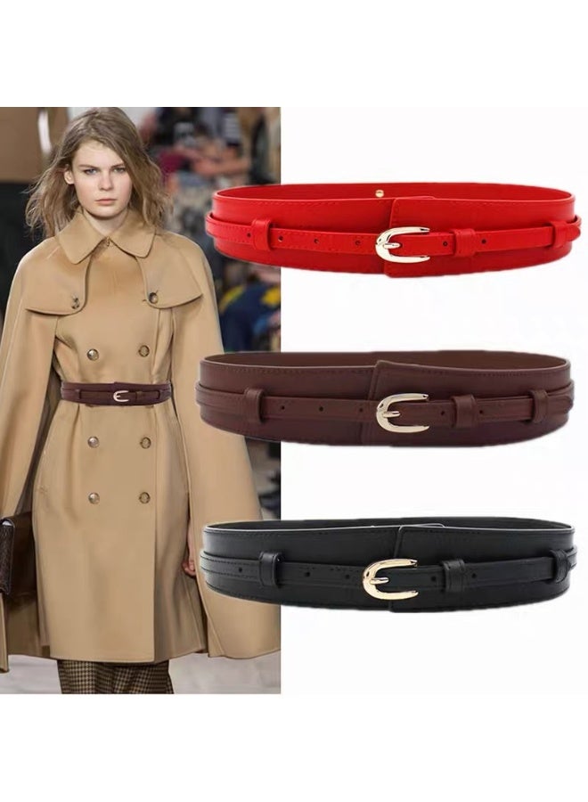 xozgdovg Fashion Belt for Women Dress Coat Sweater Black - Image 2