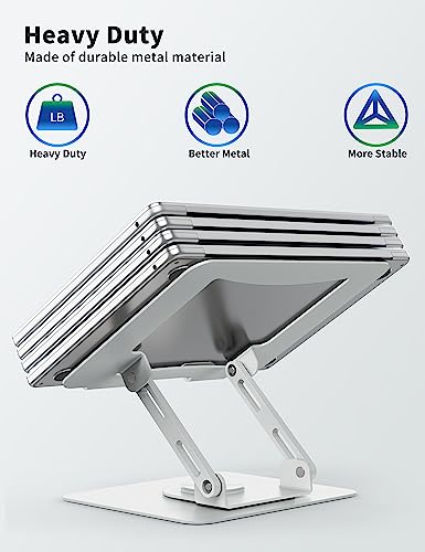 SOUNDANCE Laptop Stand with 360° Rotating Base, Ergonomic Computer Riser for Desk, Adjutable Height Muti-Angle, Foldable Laptop Mount, Stable Metal Holder Support 10-15.6" Notebook PC, White - Image 5
