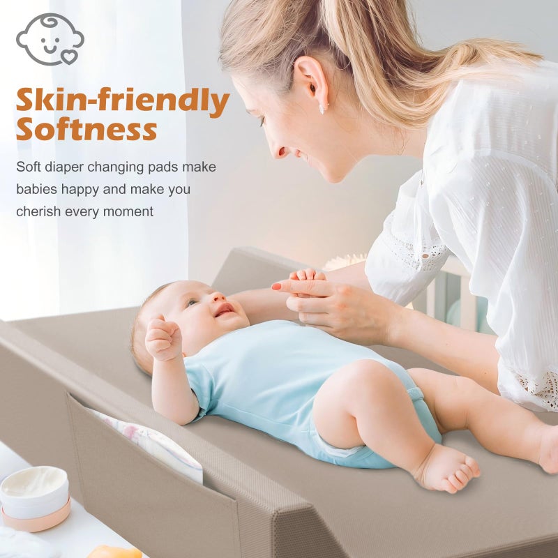 JVEOO Vegan Leather Baby Changing Pad, Waterproof & Wipeable Soft Diaper Changing Mat 32â€œ x 16.6" Comfortable Infant Changing Station for Dresser & Table - Image 5