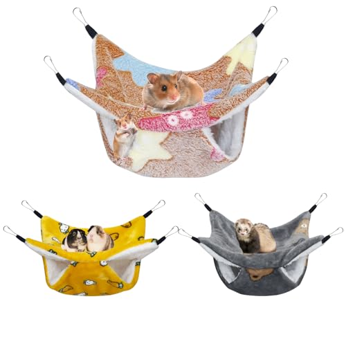 YedsIntu 3 Pcs Guinea Pig Hammock Rat Ferret Hanging Hammock Guinea Pig Accessories for Small Animals Chinchilla Parrot Sugar Glider Ferret Hamster Squirrel 1111 - Image 1