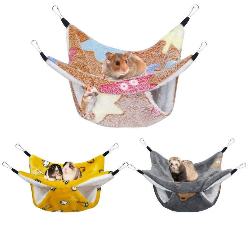 YedsIntu 3 Pcs Guinea Pig Hammock Rat Ferret Hanging Hammock Guinea Pig Accessories for Small Animals Chinchilla Parrot Sugar Glider Ferret Hamster Squirrel 1111 - Image 2
