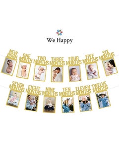We Happy New Born to Twelve Months Birthday Photo Frame Banner for kids 1st Birthday Decorations Party Props Picture Cards  - Image 1