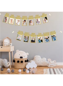 We Happy New Born to Twelve Months Birthday Photo Frame Banner for kids 1st Birthday Decorations Party Props Picture Cards  - Image 5