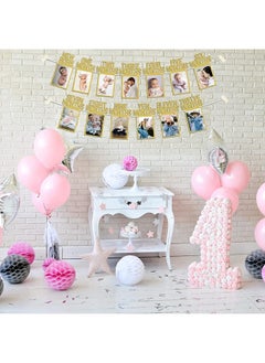 We Happy New Born to Twelve Months Birthday Photo Frame Banner for kids 1st Birthday Decorations Party Props Picture Cards  - Image 4
