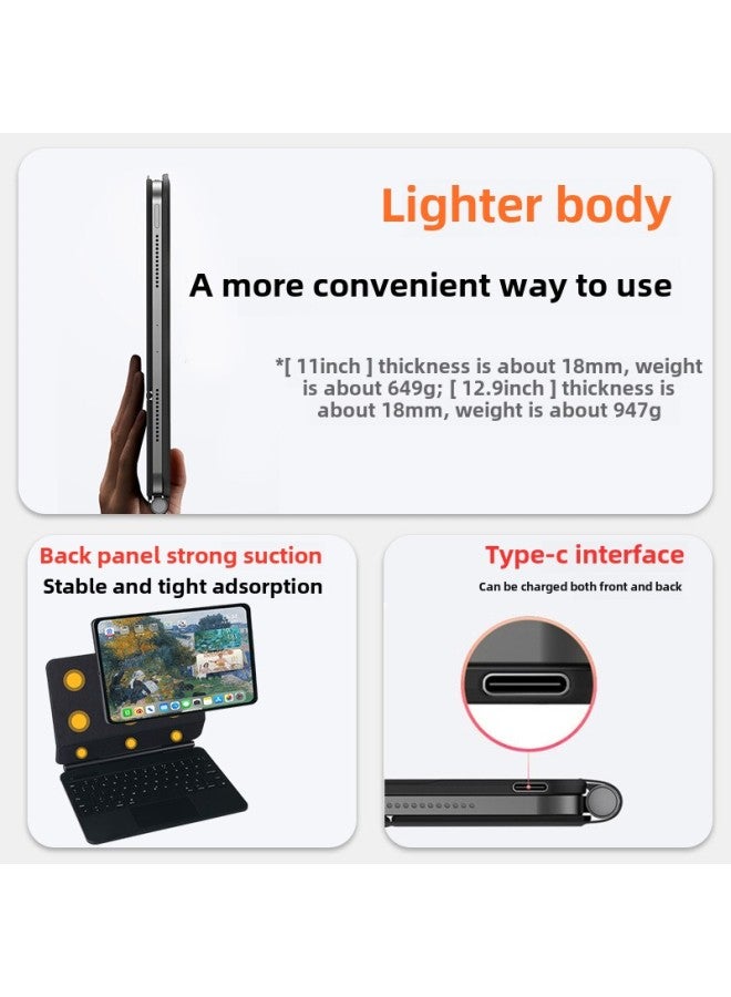 لوحة مفاتيح Ipad Keyboard Desktop لوحة مفاتيح لاسلكية بإضاءة خلفية ولوحة مفاتيح للتحكم باللمس ولوحة مفاتيح Ipad للتحكم في لوحة المفاتيح - اللون: iPad 12.9 "3-5 الجيل 5-لوحة مفاتيح تحكم رائعة - أسود - Image 3