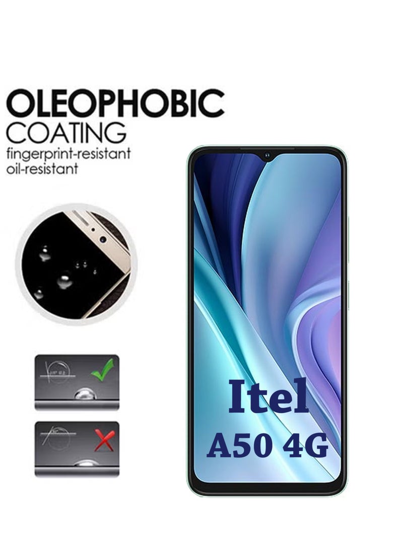 Itel A50 4G Screen Protector | Tempered Glass Screen Protector Full HD Quality With Anti-Scratch Edge to Edge Coverage Including Easy Installation Kit - Black
