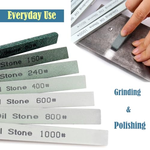 CBRIGHT 7pcs Sharpening Stone Set,7 Grit Green Silicon Carbide Whetstone Stick Honing Stone for Knife,Scissor,Moldel and Bladed Tools 80# 150# 240# 400# 600# 800# 1000# (5.9x0.47x0.24Inch) - Image 3