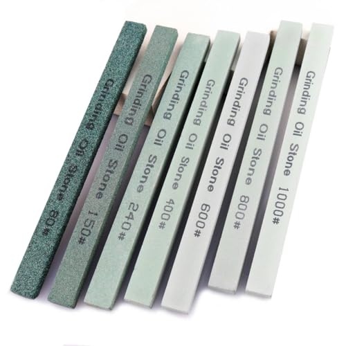 CBRIGHT 7pcs Sharpening Stone Set,7 Grit Green Silicon Carbide Whetstone Stick Honing Stone for Knife,Scissor,Moldel and Bladed Tools 80# 150# 240# 400# 600# 800# 1000# (5.9x0.47x0.24Inch) - Image 1