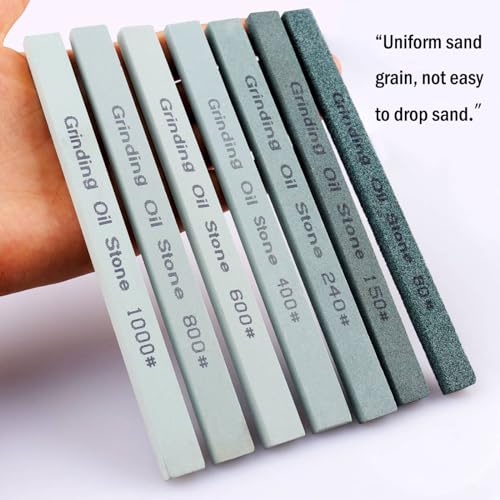 CBRIGHT 7pcs Sharpening Stone Set,7 Grit Green Silicon Carbide Whetstone Stick Honing Stone for Knife,Scissor,Moldel and Bladed Tools 80# 150# 240# 400# 600# 800# 1000# (5.9x0.47x0.24Inch) - Image 4