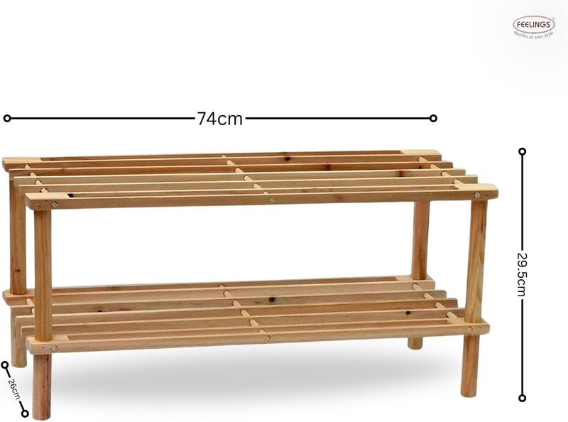 Feelings 2-Layer Wooden Shoe Rack – Brown | Multi-Tier Rack | Organizer | Rack Display | Multifunctional Storage | Free Standing Shelf | Cabinet | Tower 74cm - Image 3