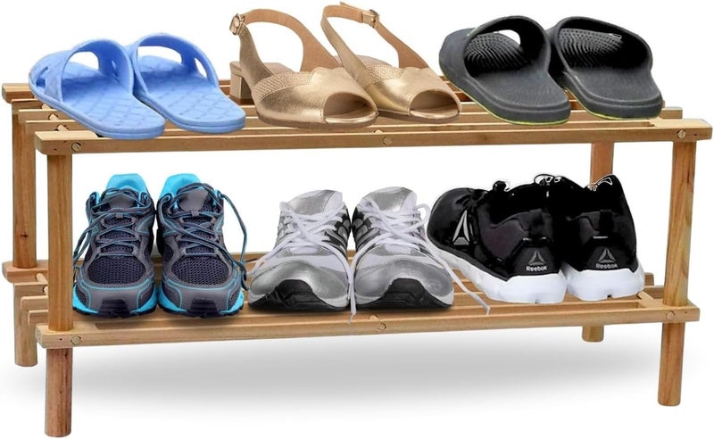 Feelings 2-Layer Wooden Shoe Rack – Brown | Multi-Tier Rack | Organizer | Rack Display | Multifunctional Storage | Free Standing Shelf | Cabinet | Tower 74cm - Image 1