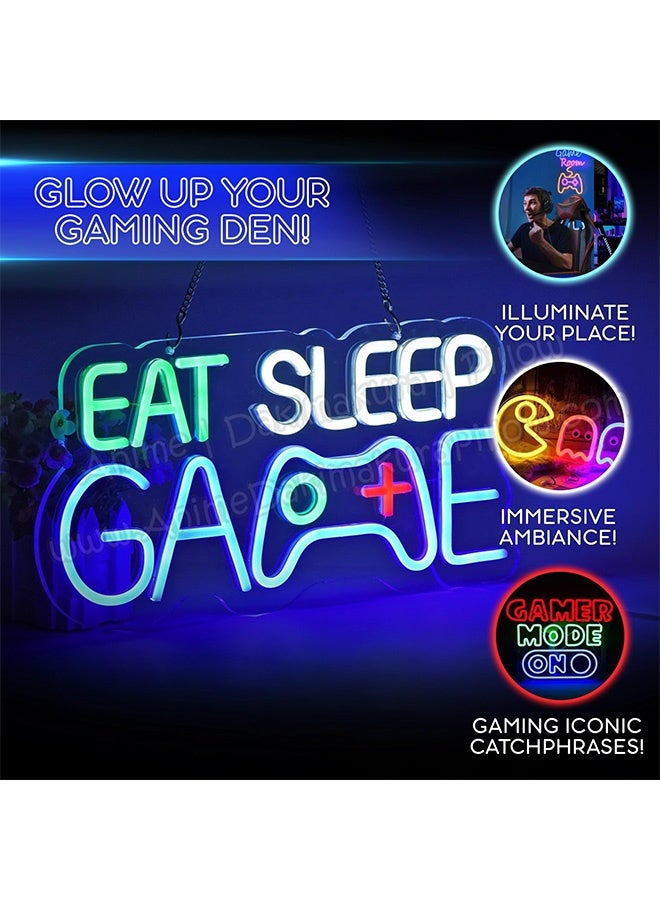 Peachjoy Game Neon Sign E-Sports Gaming Neon Lights Wall Decoration Accessories for Gamer Boy Game Room Bedroom Decor, Game Time  - Image 3