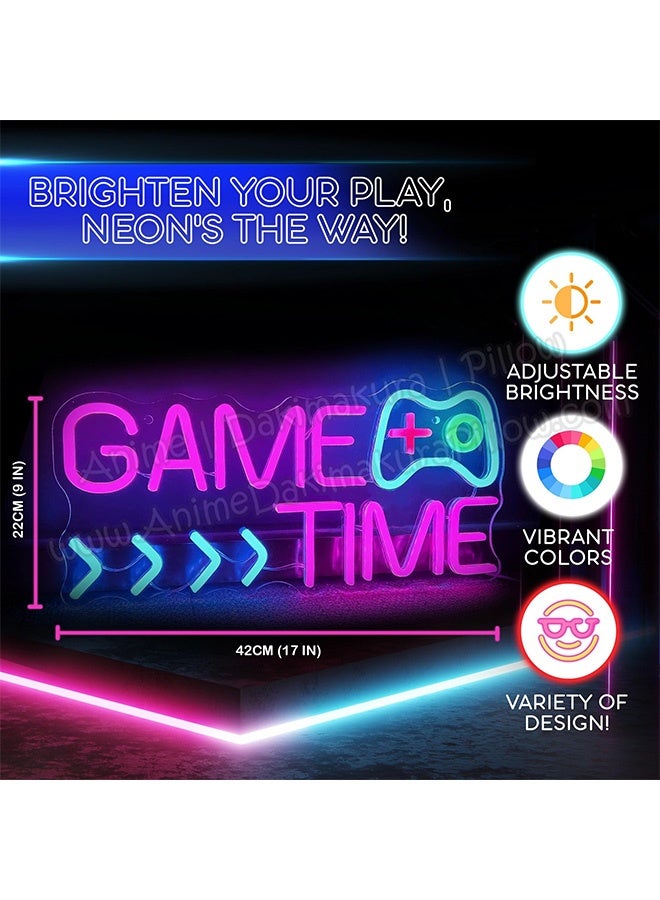 Peachjoy Game Neon Sign E-Sports Gaming Neon Lights Wall Decoration Accessories for Gamer Boy Game Room Bedroom Decor, Game Time  - Image 2