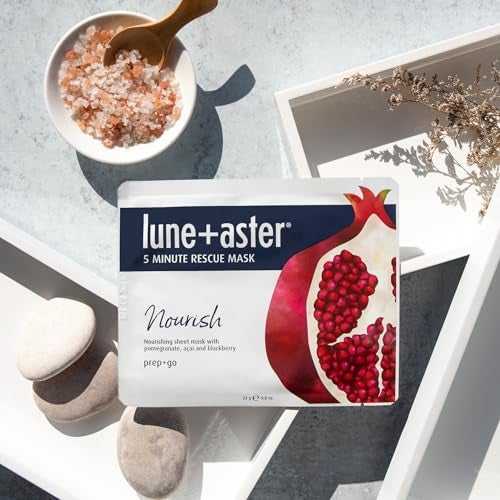 Lune+Aster 5 Minute Rescue Mask - Nourish | Antixoidant Sheet Mask with Pomegranate, Acai, and Blackberry. For premature aging and free radical damage. - Image 4